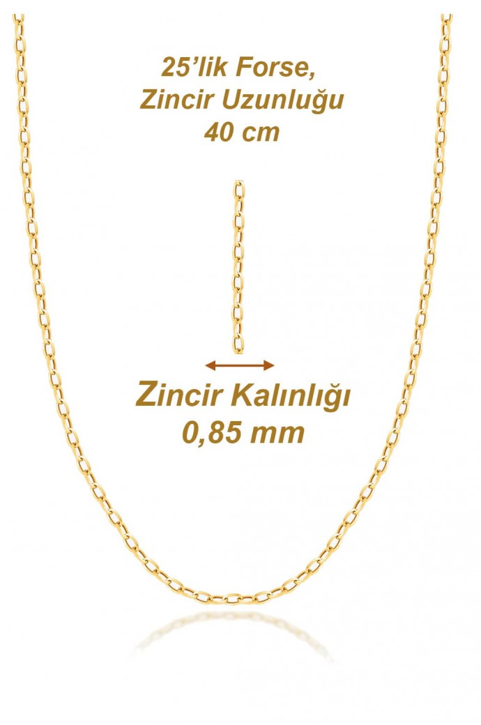 Altın Zincir Kolye 25'lik Forse 8 Ayar 0,76 gr