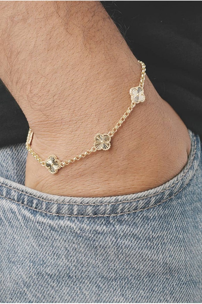 Erkek Altın Bileklik Kalemli Yonca 14 Ayar 5,40 gr 