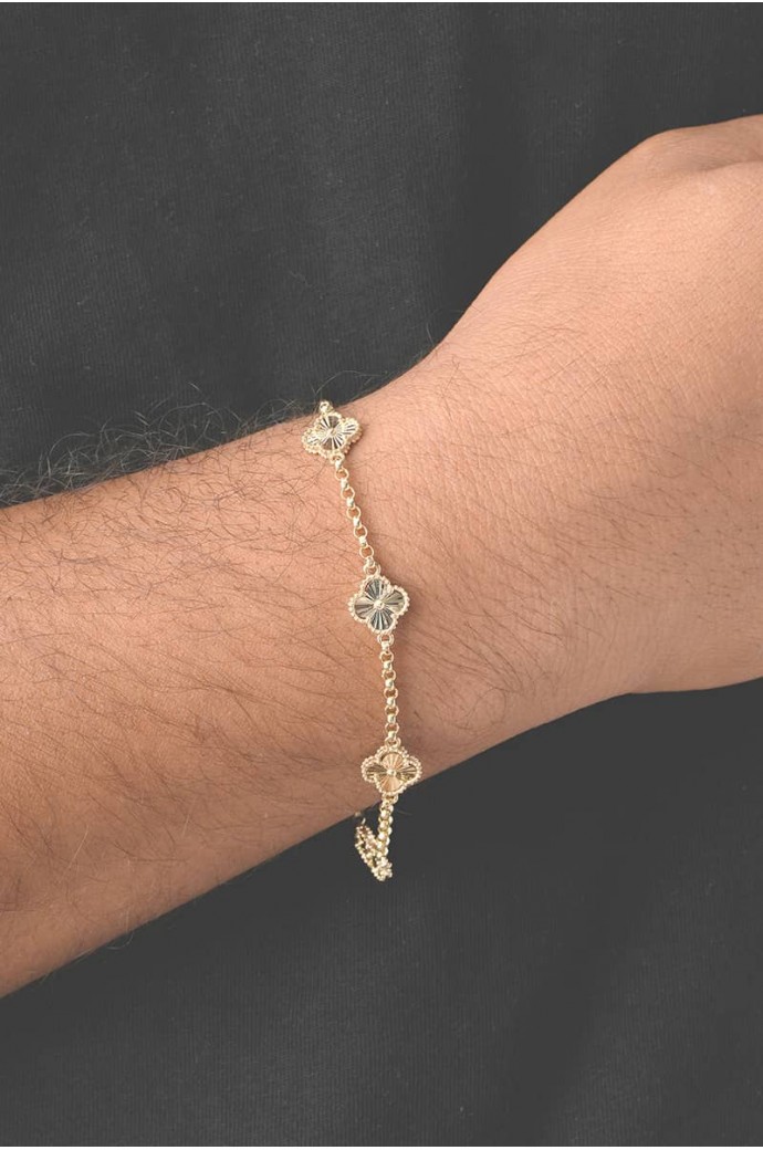 Erkek Altın Bileklik Kalemli Yonca 14 Ayar 5,40 gr 