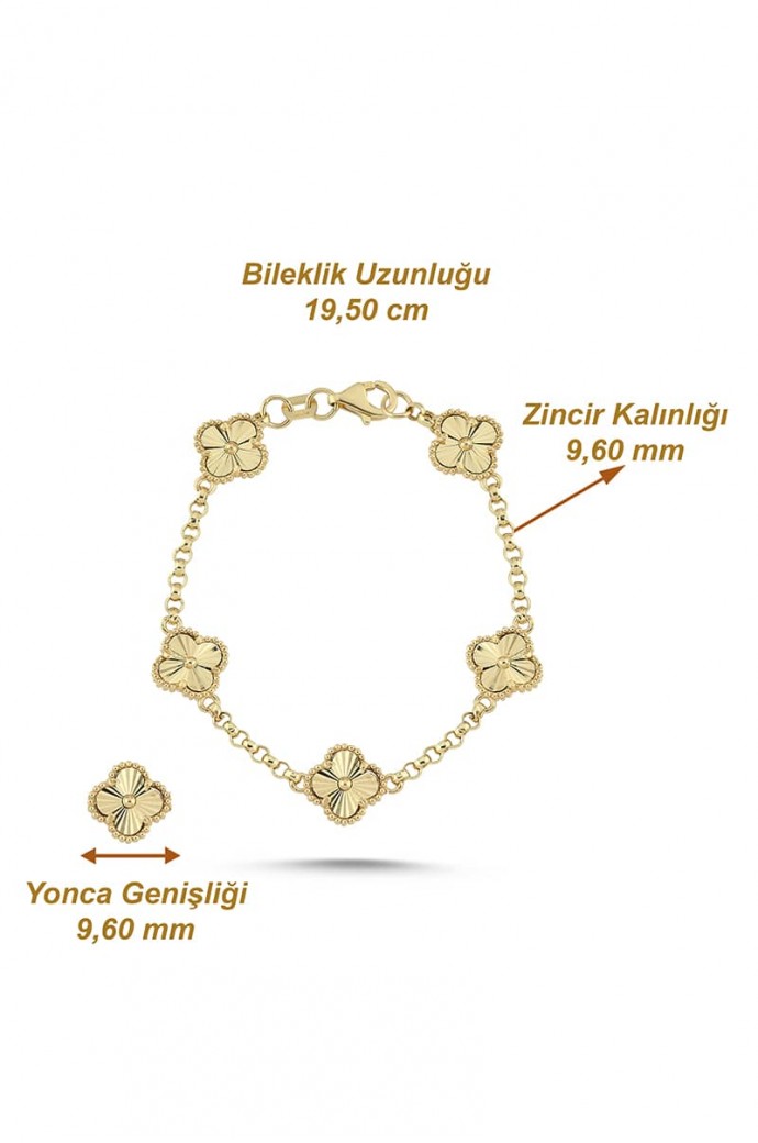 Erkek Altın Bileklik Kalemli Yonca 14 Ayar 5,40 gr 