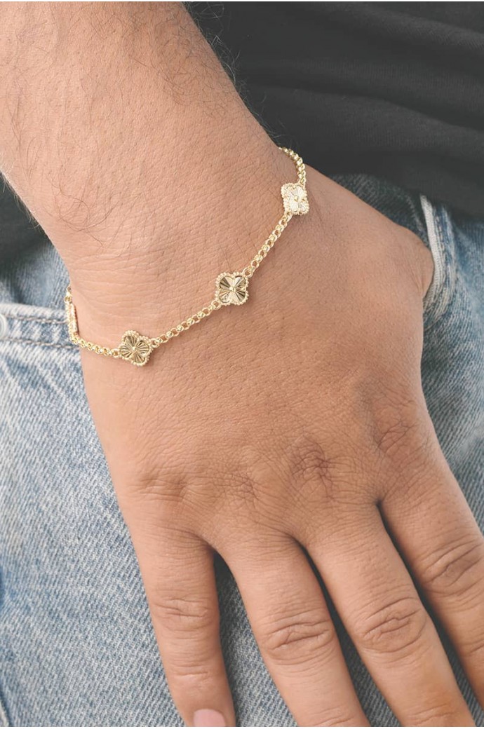 Erkek Altın Bileklik Kalemli Yonca 14 Ayar 5,40 gr 