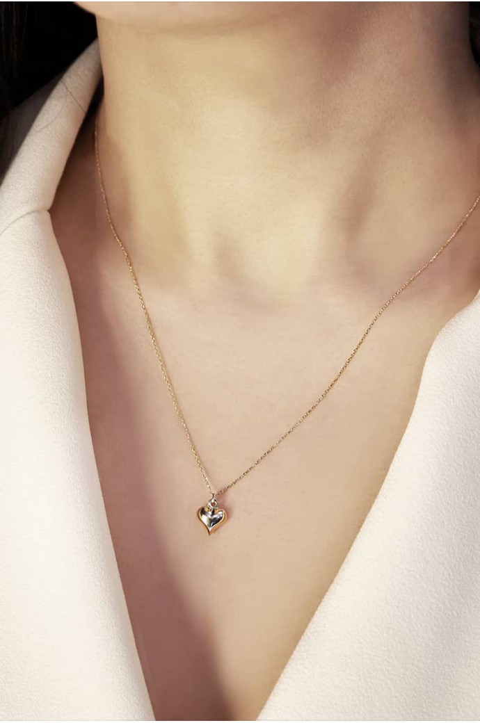 Altın Kolye Forse Zincirli Kalpli  14 Ayar 1,17 gr 