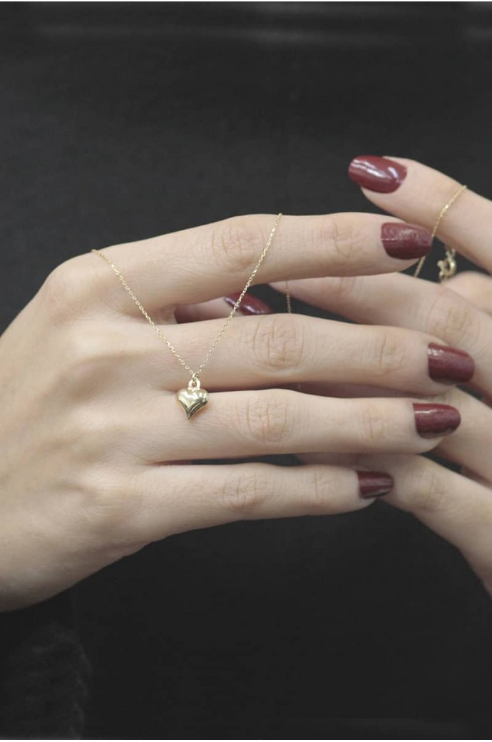 Altın Kolye Forse Zincirli Kalpli  14 Ayar 1,17 gr 