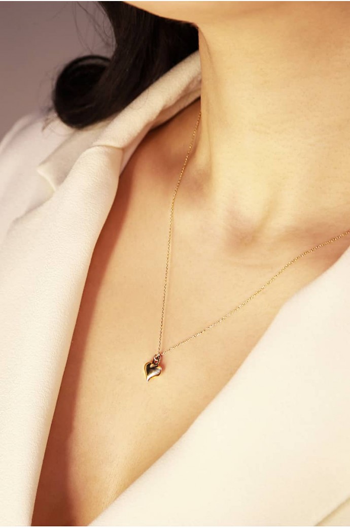 Altın Kolye Forse Zincirli Kalpli  14 Ayar 1,17 gr 