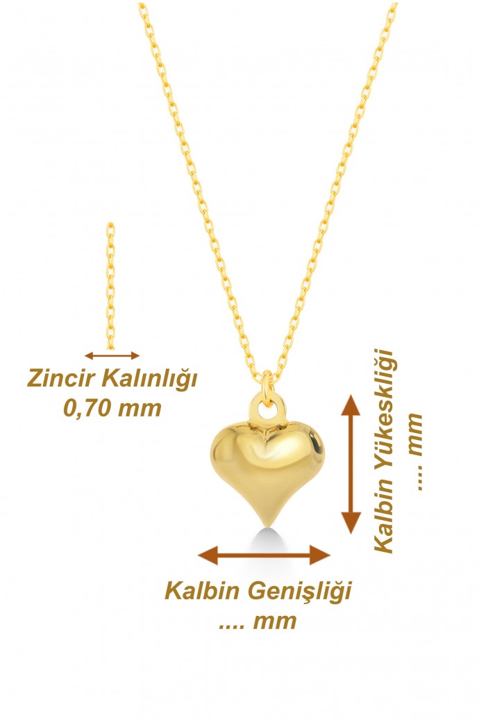 Altın Kolye Forse Zincirli Kalpli  14 Ayar 1,17 gr 