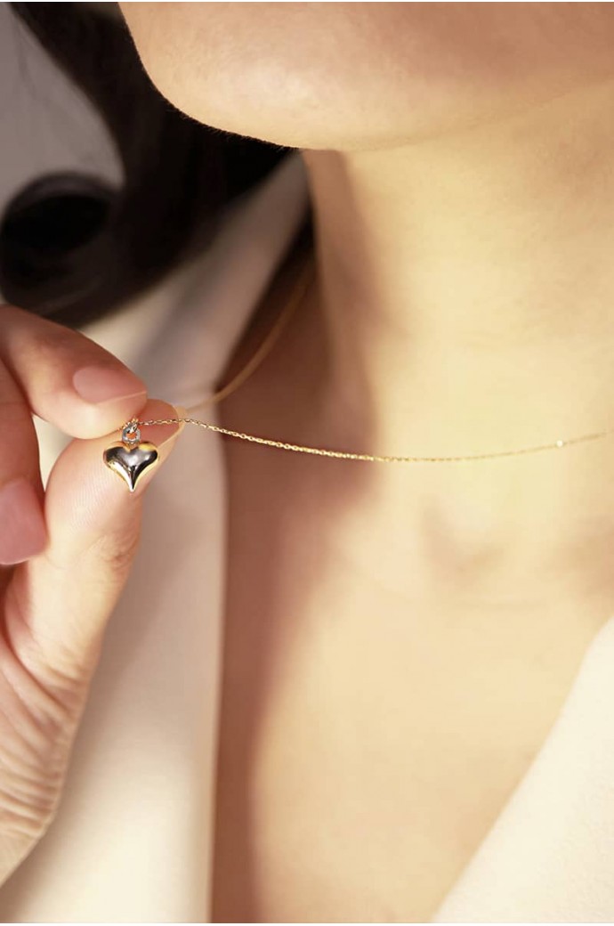 Altın Kolye Forse Zincirli Kalpli  14 Ayar 1,17 gr 