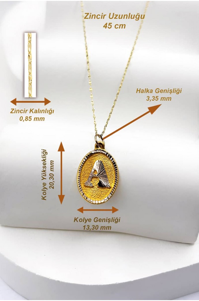 Harfli Altın Kolye Nostaljik A Harfi 14 Ayar 0,81gr