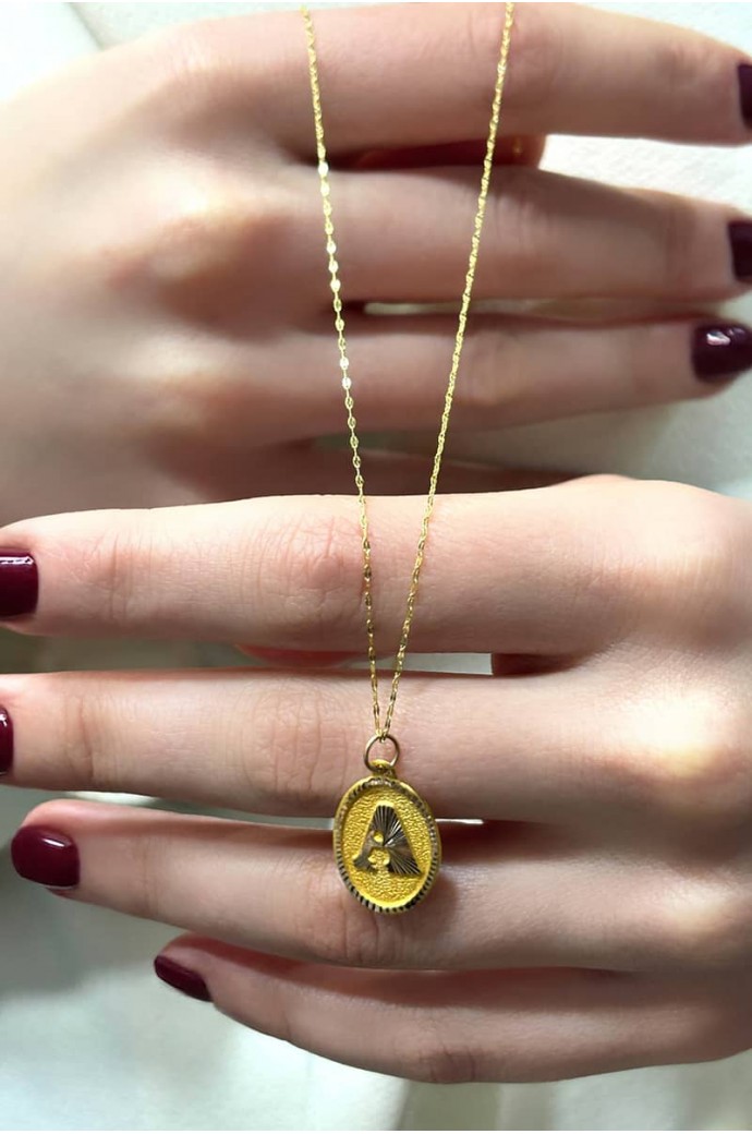 Harfli Altın Kolye Nostaljik A Harfi 14 Ayar 0,81gr