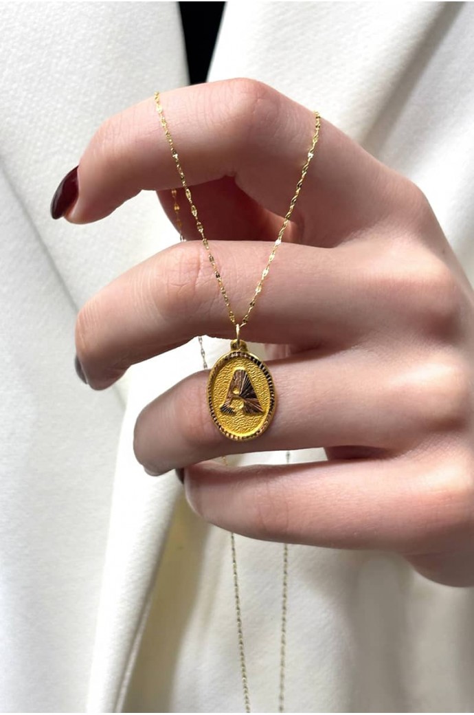 Harfli Altın Kolye Nostaljik A Harfi 14 Ayar 0,81gr