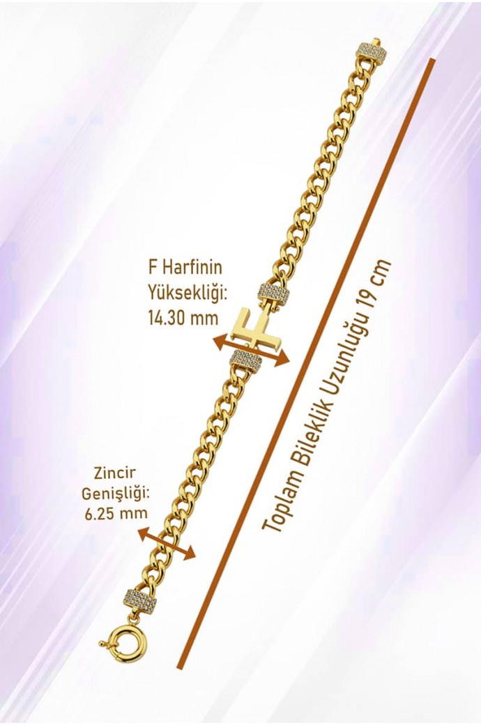 Altın Bileklik F Harfli 14 Ayar 10,28 gr