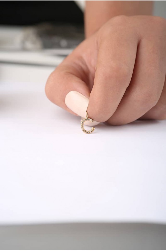 Harfli Altın Kolye Ucu C Harfi 14 Ayar 0,28gr