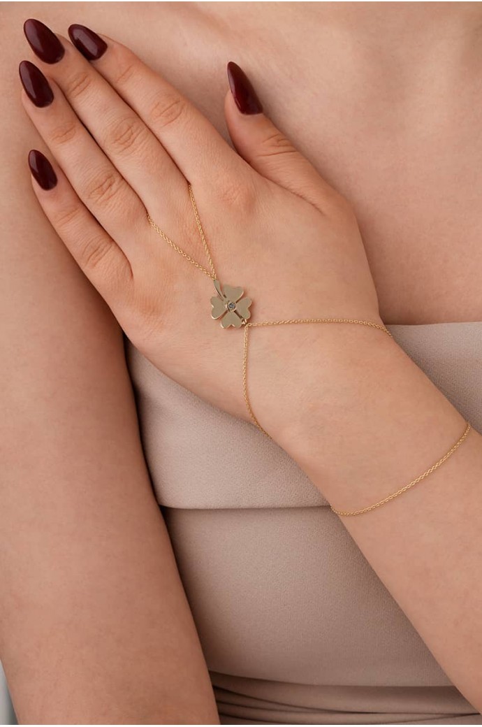 Altın Şahmaran Bileklik Yoncalı 14 Ayar 4,16 gr