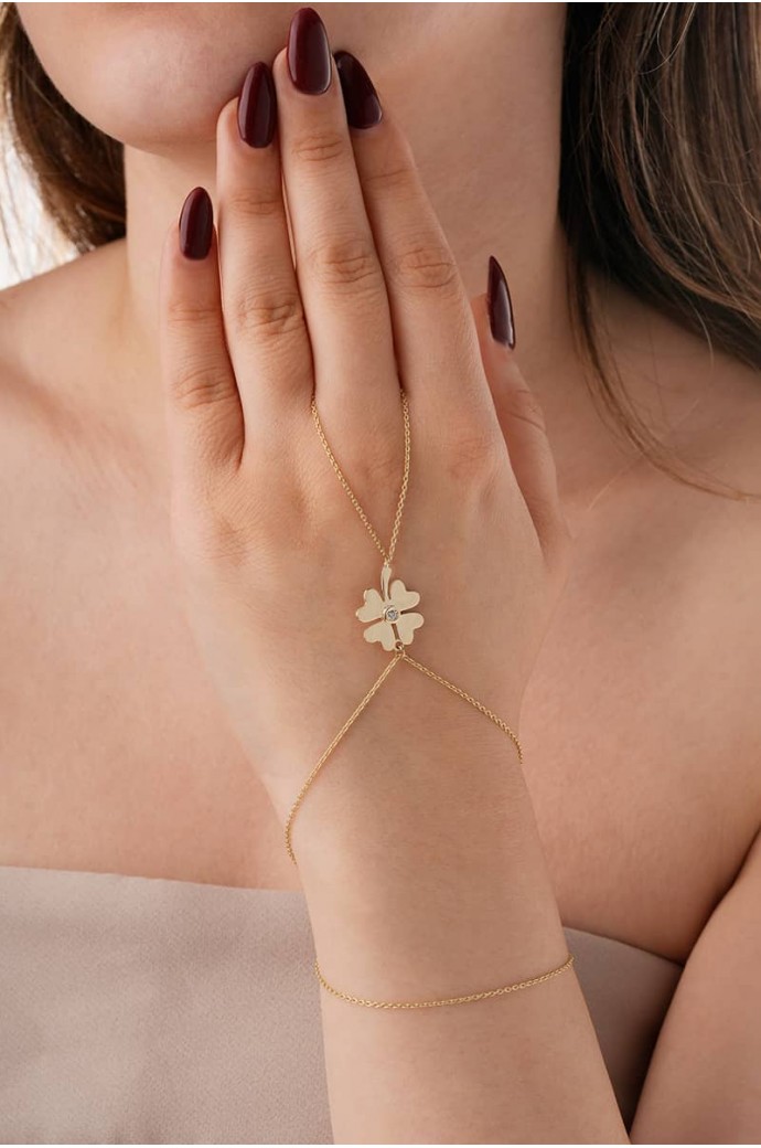 Altın Şahmaran Bileklik Yoncalı 14 Ayar 4,16 gr