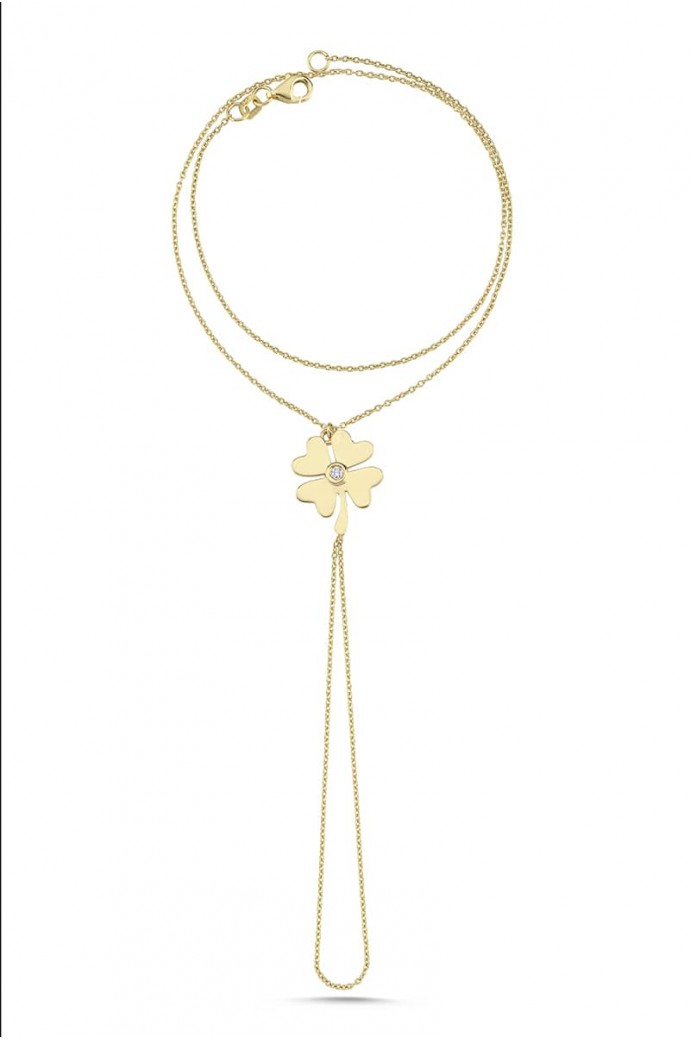 Altın Şahmaran Bileklik Yoncalı 14 Ayar 4,16 gr