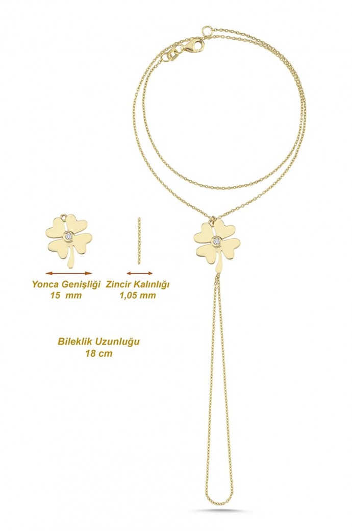 Altın Şahmaran Bileklik Yoncalı 14 Ayar 4,16 gr