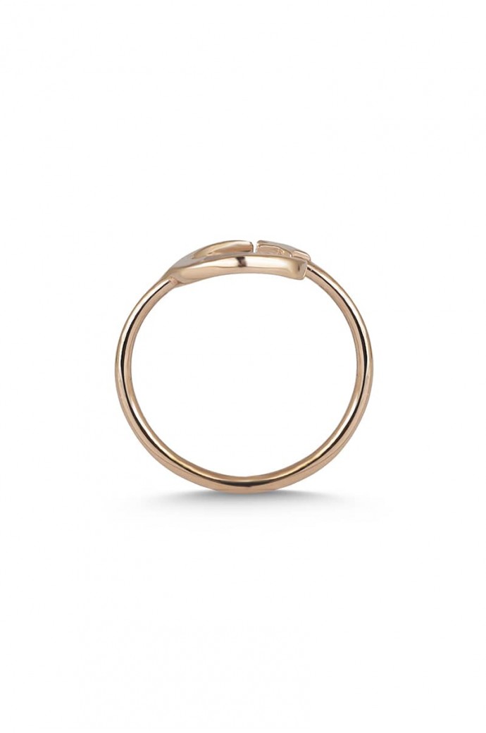Günlük Minimal Rose Altın Yüzük Ay Yıldız 8 Ayar 1,50 gr 
